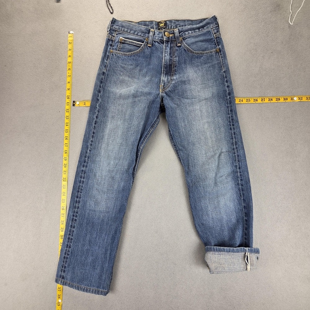 Lee‎ Jeans Mens Blue Selvedge Relaxed Straight Zip Fly Medium Wash Fits 28x26